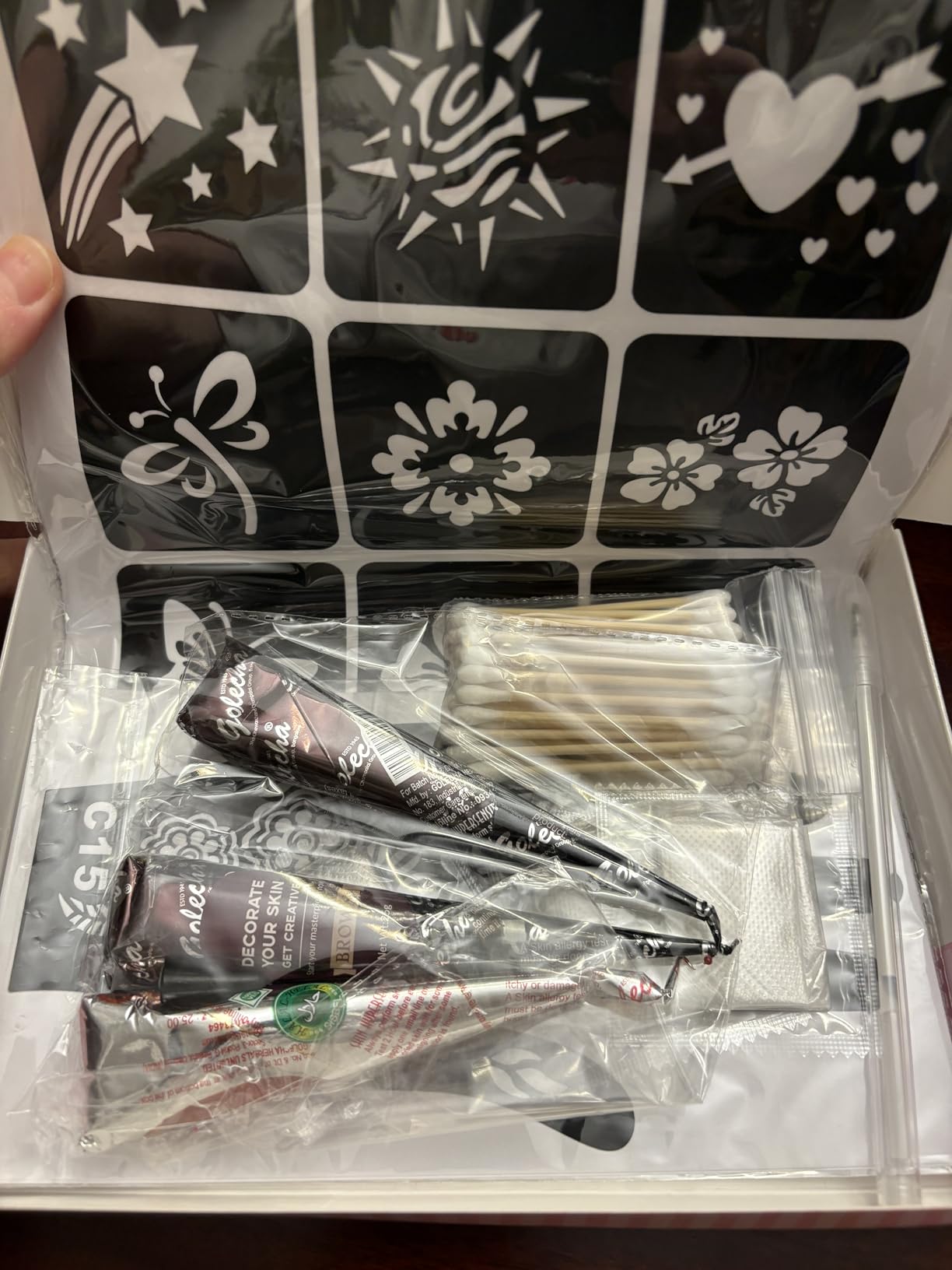 Temporary Tattoo Kit for Teens & Adults - 3 Tattoo Pastes (2 Brown+Cherry Red), 100pcs Reusable Stencils, Outline Pen, Long Lasting Waterproof Body Art, DIY Skin Painting for Festivals, Parties Makeup customer photo 1