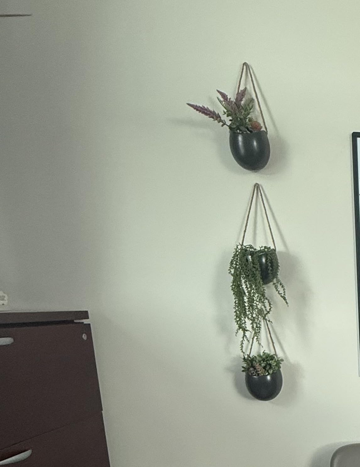 Set of 3 Ceramic Wall Planters - Small Hanging Pocket Vases for Indoor Plants & Dried Flowers, Wall Decor for Home Room Garden Office customer photo 2