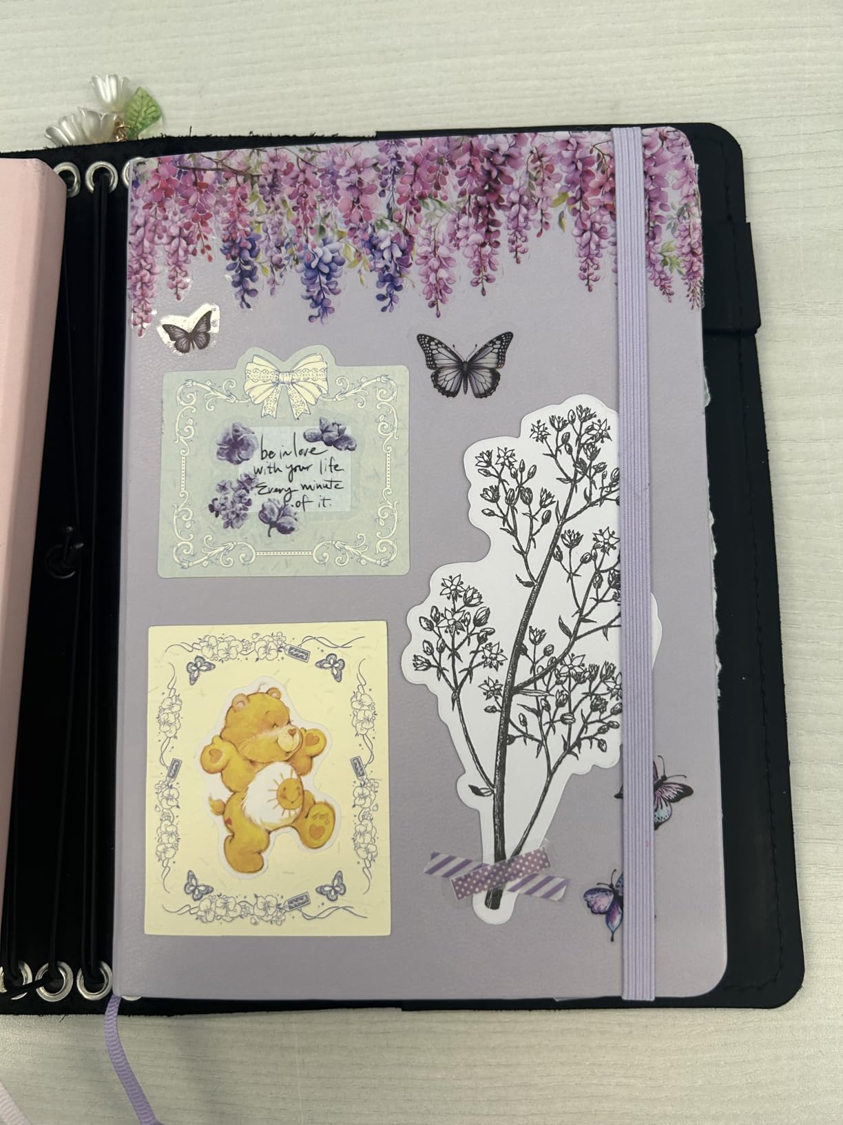 PAPERAGE Junk Journal & Scrapbook Kit, Hardcover Blank Journal Notebook, 20 Patterned Papers, 8 Sticker Sheets, 20 Die-Cut Shapes, 2 Washi Tapes & Tape Roller, Creative Journaling Supplies - Lavender customer photo 1