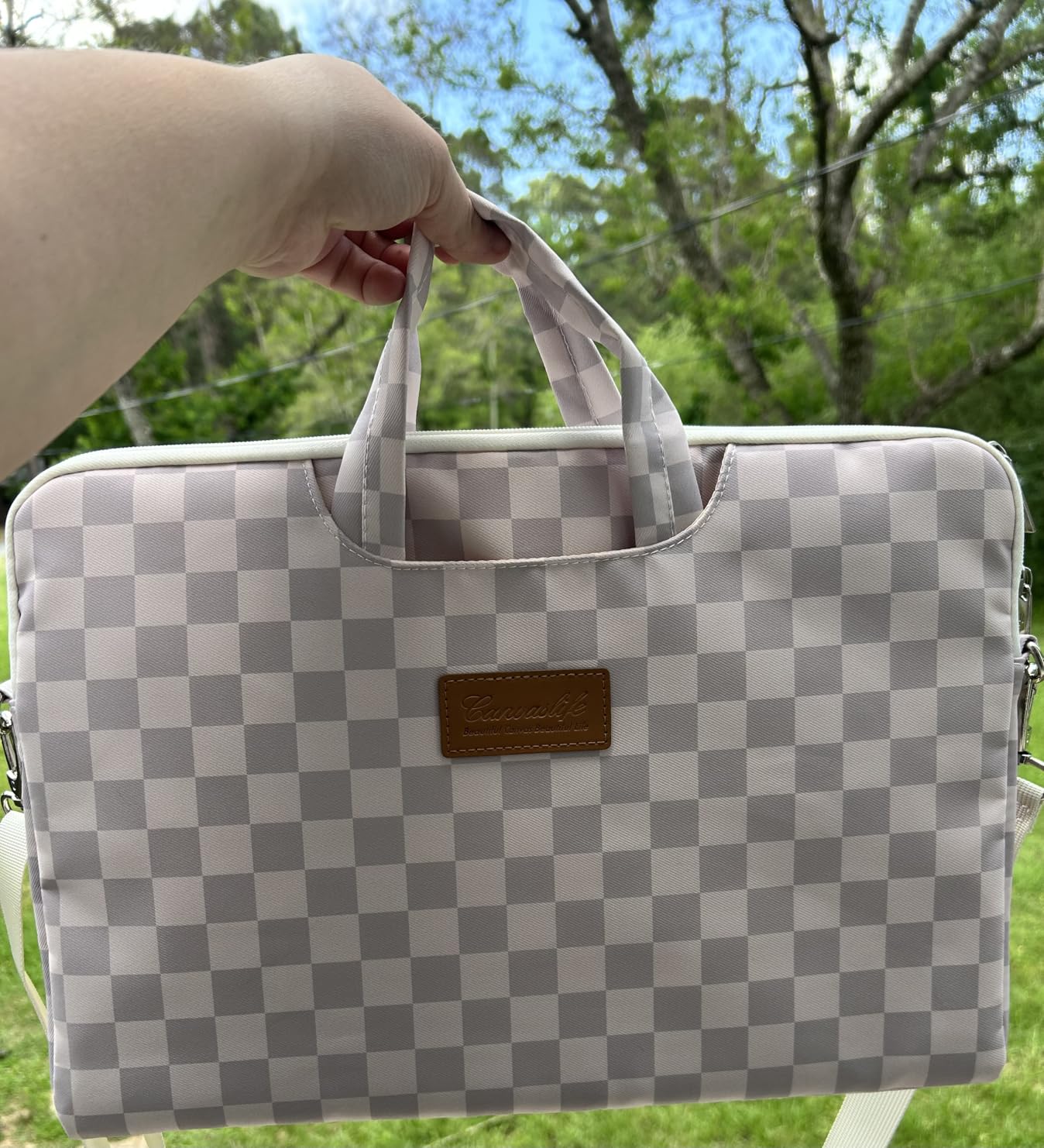 canvaslife Waterproof Pattern Resistant Laptop Shoulder Messenger Bag for Pro 16 inch and 15.6 inch-16 inch Laptop (Ice blue Checker) customer photo 1