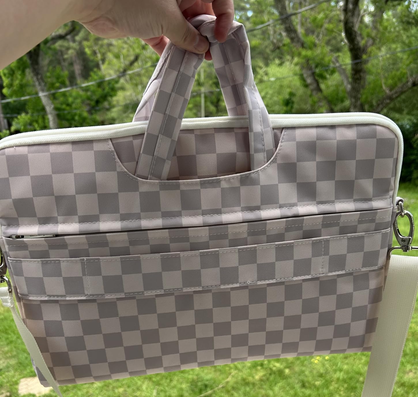 canvaslife Waterproof Pattern Resistant Laptop Shoulder Messenger Bag for Pro 16 inch and 15.6 inch-16 inch Laptop (Ice blue Checker) customer photo 2