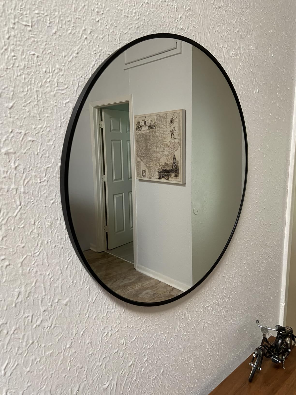 24 Inch Round Bathroom Mirror for Wall, Matte Gold Metal Framed, Circle Vanity Mirror for Bathroom Bedroom Living Room Entryway, Anti-Rust, Tempered Glass customer photo 1