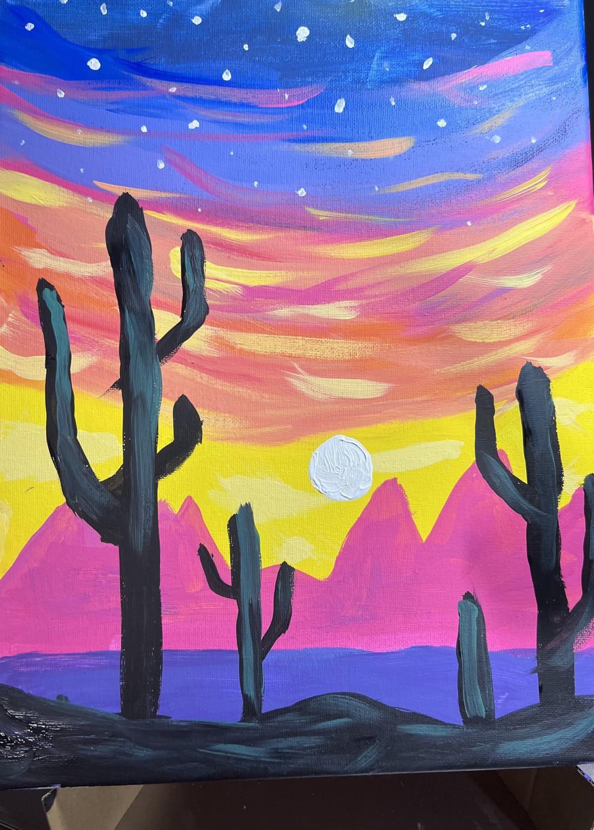 Painting to Gogh - Sunset Sonata - Painting Kit for Adults - 11x14 Canvas, 5 Paint Brushes, Acrylic Paints, Easel, Palette, Apron & Step-by-Step Video Tutorial - for Beginners& Art Lovers customer photo 1