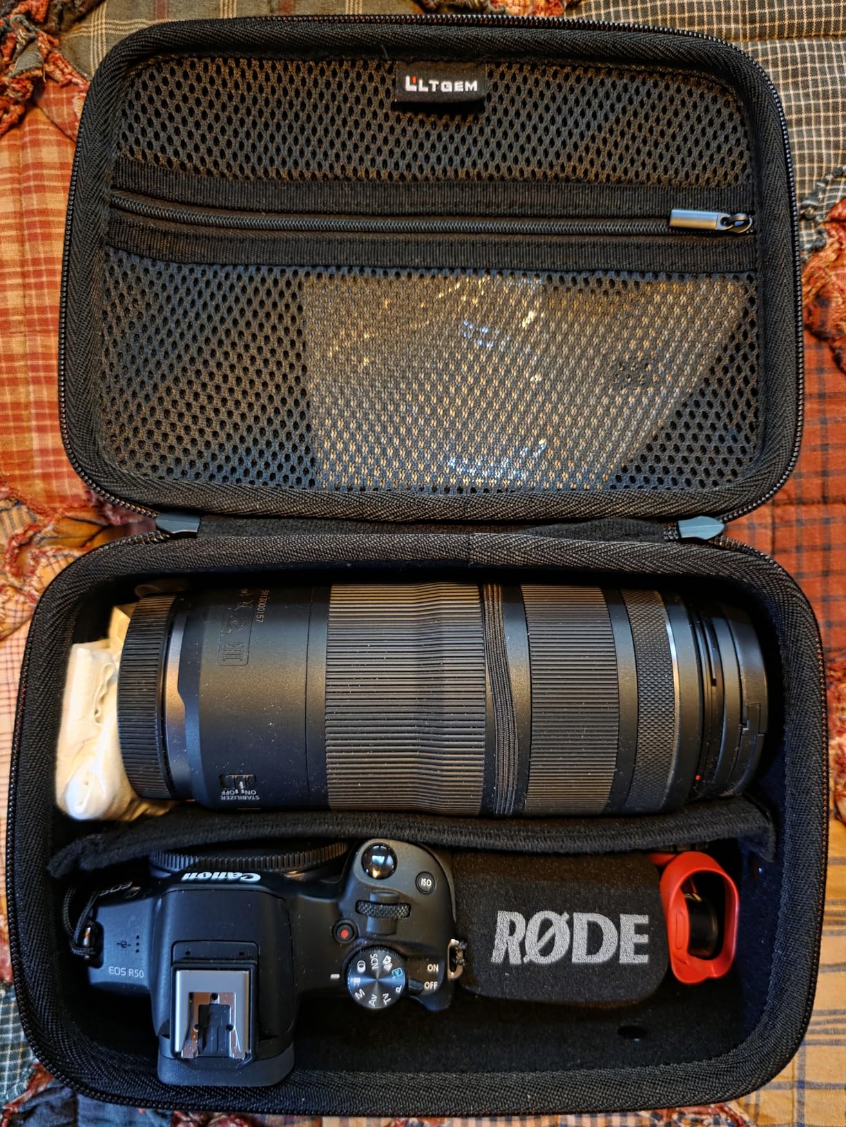 L LTGEM Medium Camera Case Compatible with Canon/Sony/Nikon DSLR Mirrorless Camera and Multiple Lens, Hard Travel Carrying Case with 3 Dividers and Shoulder Strap, Black customer photo 1