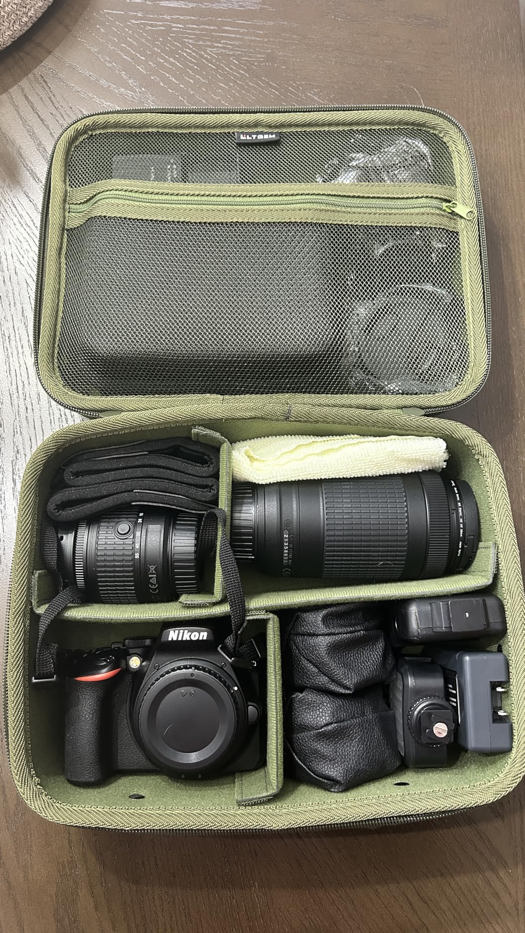 L LTGEM Medium Camera Case Compatible with Canon/Sony/Nikon DSLR Mirrorless Camera and Multiple Lens, Hard Travel Carrying Case with 3 Dividers and Shoulder Strap, Black customer photo 2