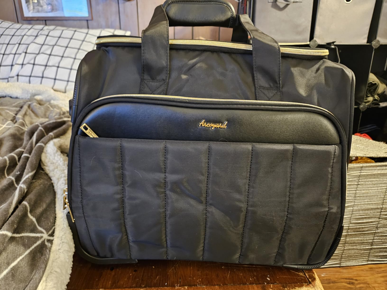 Rolling Craft Bag with Wheels, All-in-One Rolling Scrapbook Tote No Installation Required, Rolling Teacher Bag Fits 16