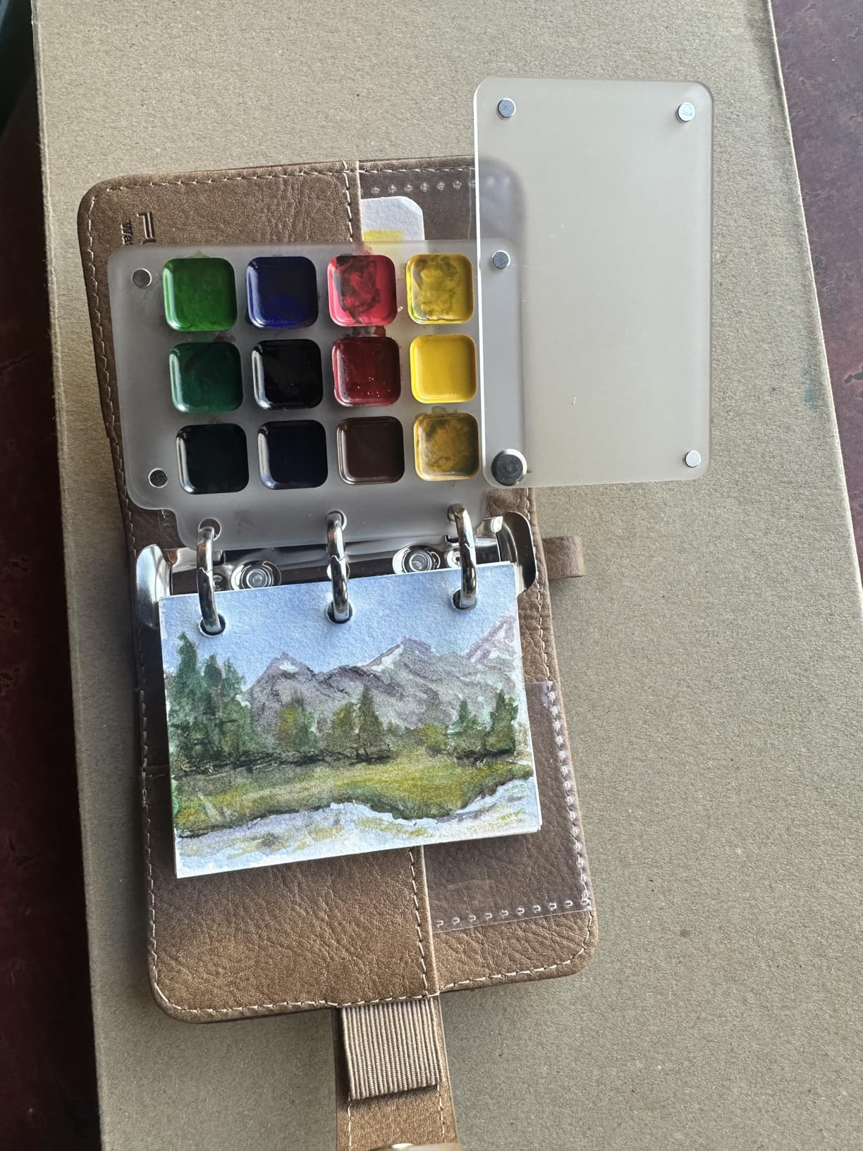 Fuumuui Portable Watercolor Sketchbook Set - Refillable 36-Color Travel Paint Kit & 100% Cotton Cold Press 20 Sheets Art Journal with Dual-Tip Travel Brush for Artists Outdoor Painting - Large customer photo 1
