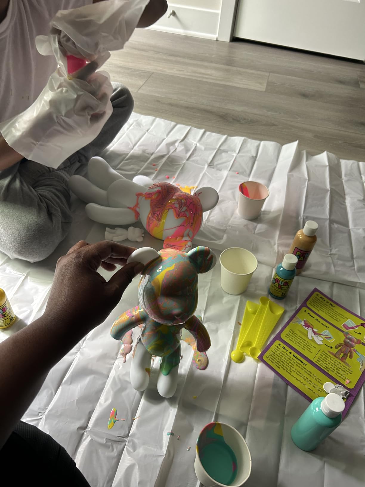 DIY Paint Pouring Kit, Create Custom Art with XL & Standard & Keychain Figure, 5 Acrylic Pour Paints -Fun Creative Hobby for Kids & Adults, Unique Collectible Craft Set, Mega Pack, Ages 5+ customer photo 2