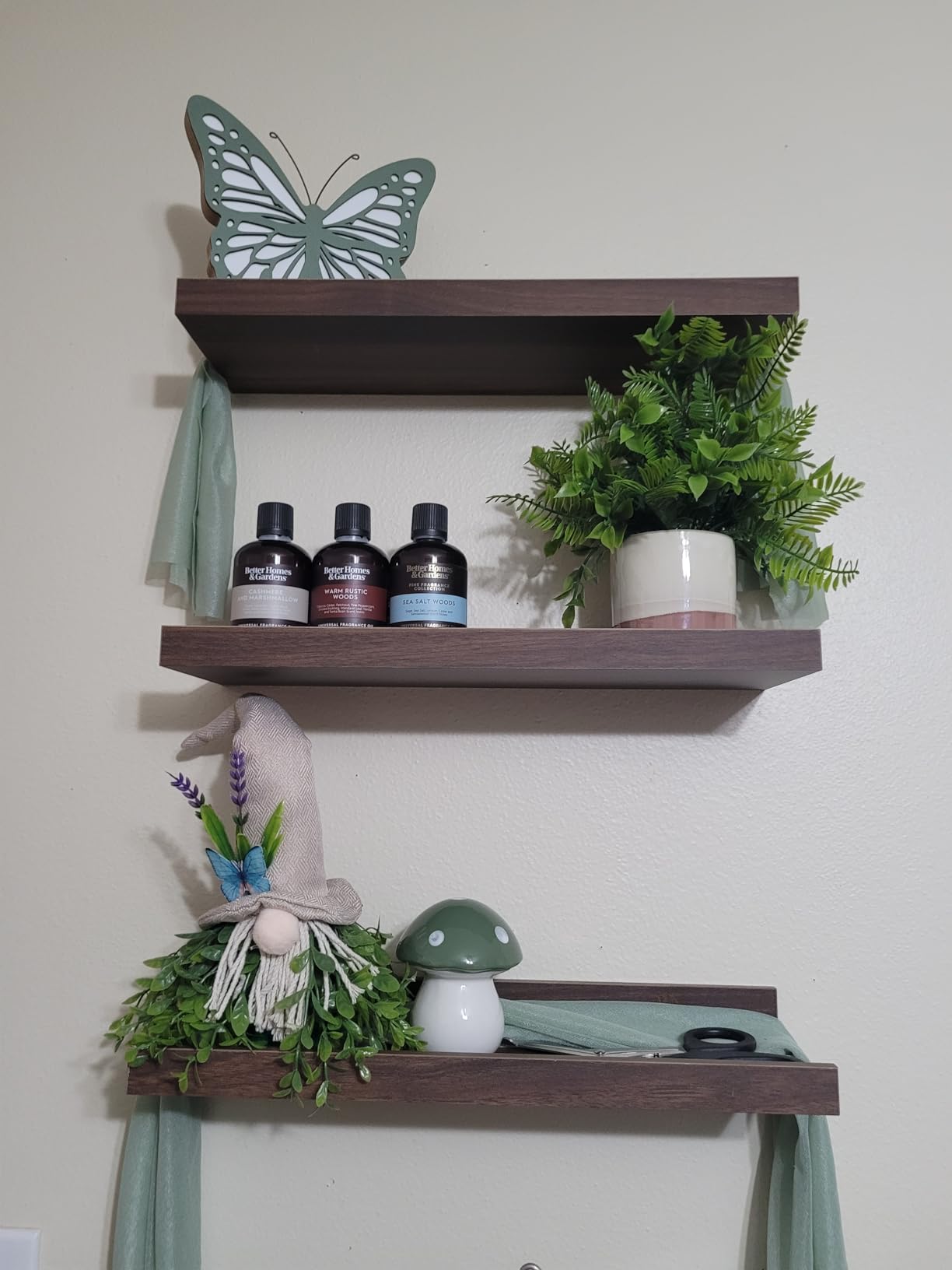 Floating Picture Ledge Shelves Set of 2, 16 Inch Solid Wood Wall Shelves with Lip, Large Nursery Book Shelf for Toys Storage, Kids Bookshelf, Living Room, Bedroom Decor Frames, Walnut Color customer photo 2