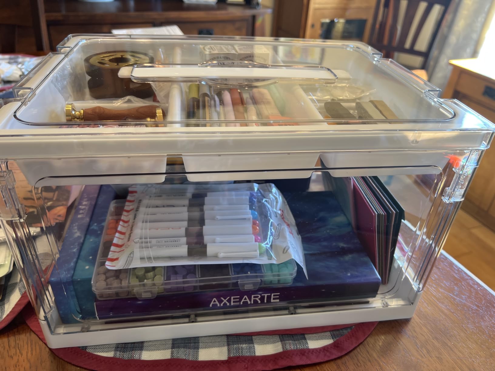 24QT 2Packs Clear Craft Organizers and Storage with Trays, Art Supply Organizer and Storage, Craft Storage Box with Lid for Beads, Markers, Coloring Books, Sewing, Playdoh and Tools customer photo 1
