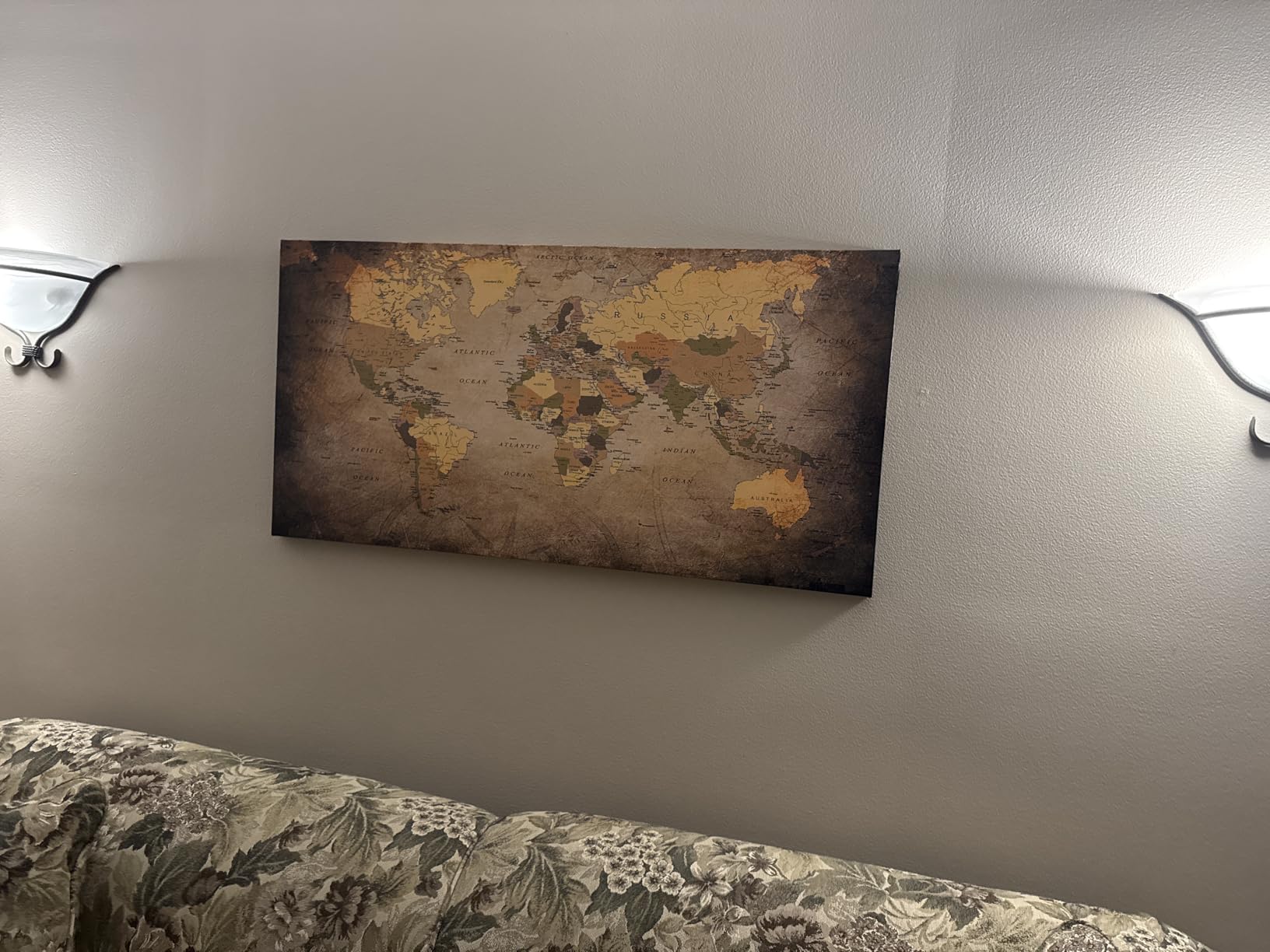 World Map Poster Canvas Wall Art Painting Modern Framed Map of The World Home Office Decor Maps Picture Prints for Living Room Artwork 48x24inches customer photo 1