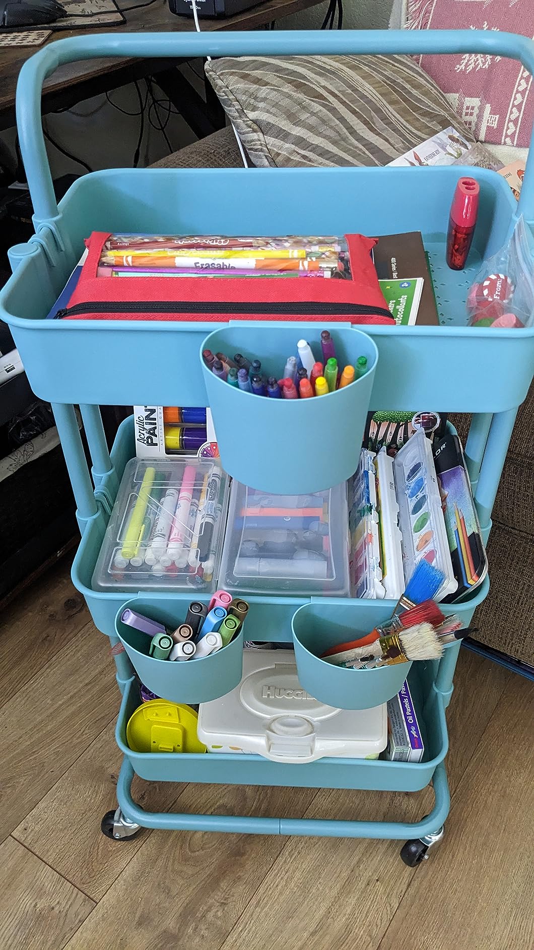LEHOM Rolling Storage Cart with 8 Drawers, Utility Cart on Wheels with Metal Frame and Wooden Tabletop, Art Supply Craft Organizer customer photo 2
