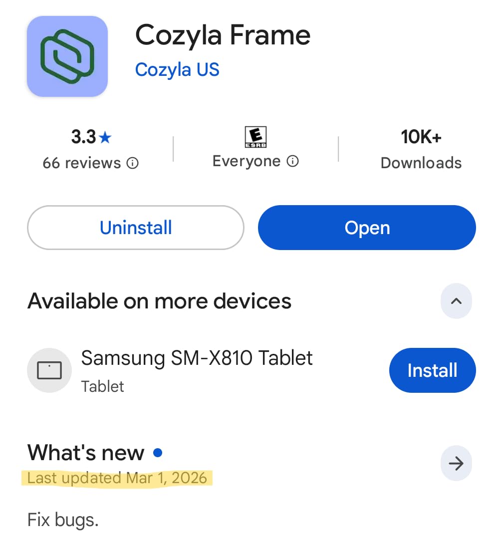 Cozyla Frame: 32