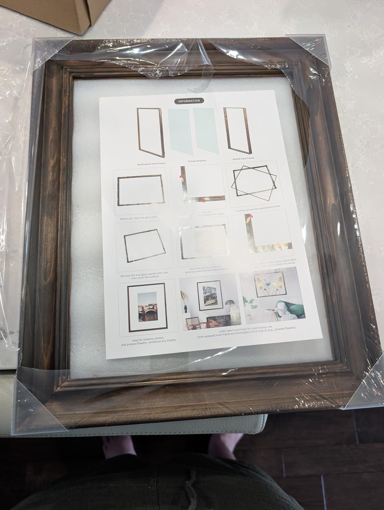 Pressed Flower Frame 11x14 Shadowbox Frames Red Oak Wood Floating Picture Frame with Double UV Glass Frame for Wedding Bouquet Frames 12x16 Wall Decor Display customer photo 2