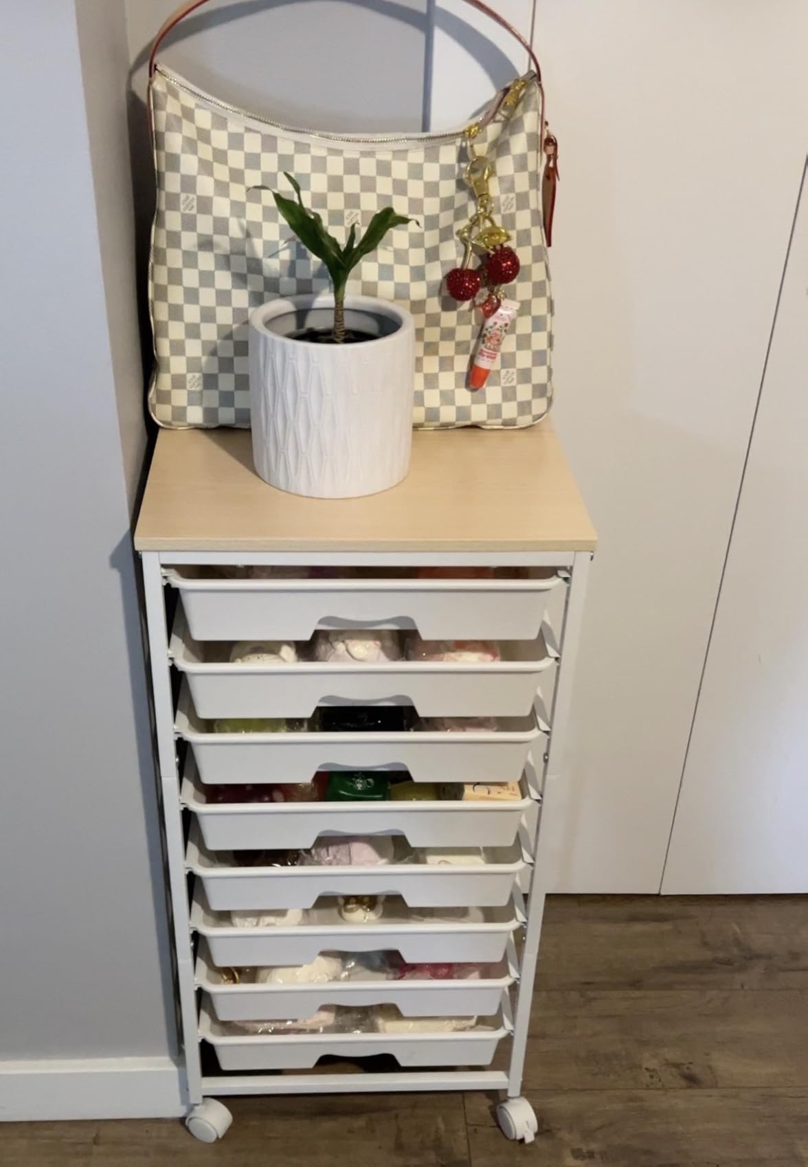 Goovilla Rolling Cart with Drawers, Utility Cart Organizer With 8 Removable Drawers and Wooden Tabletop, Lockable Rolling Storage Organizer for Art, Craft Storage customer photo 1