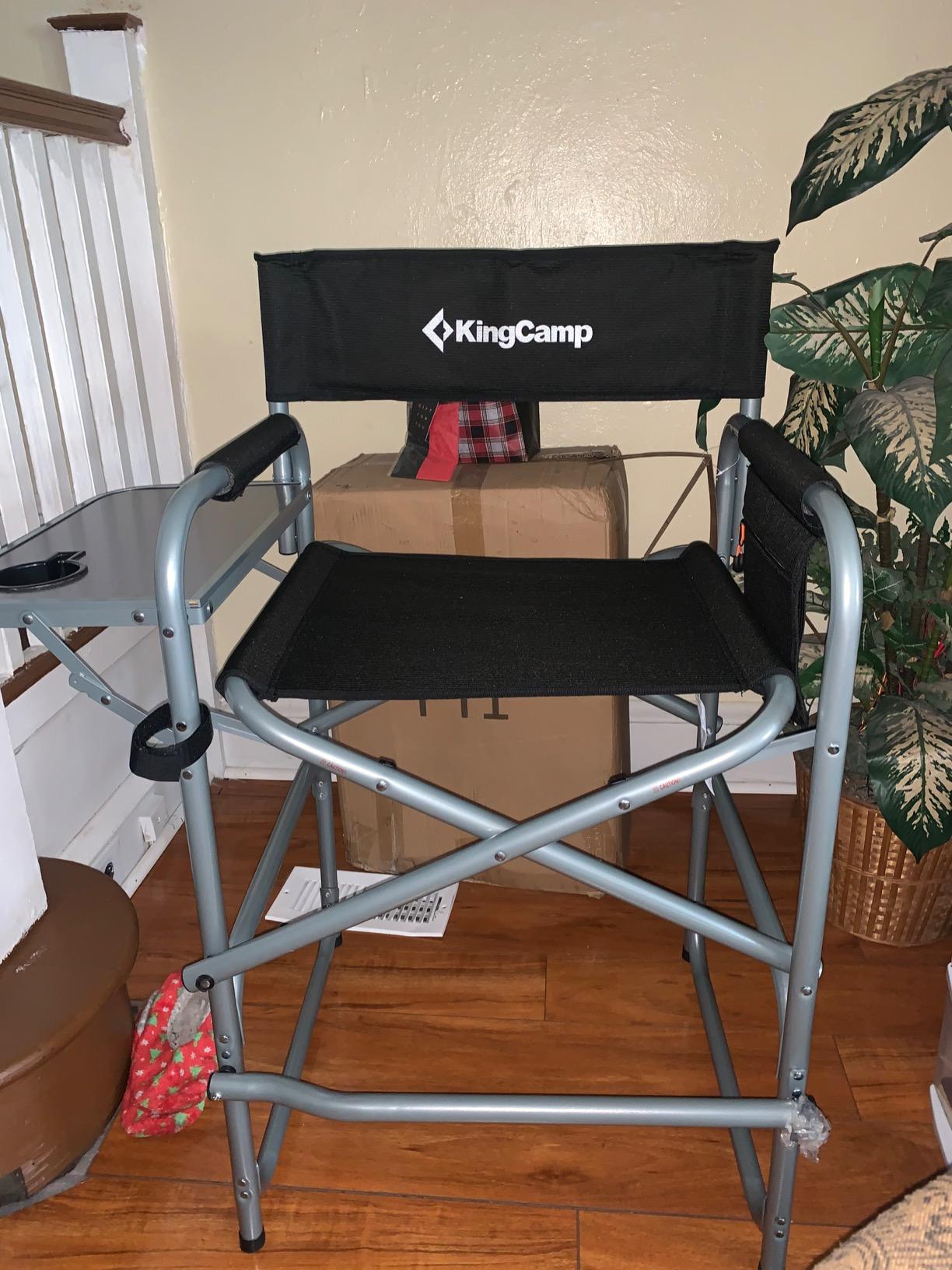 KingCamp Director Chair - Heavy Duty 400lb Capacity Camping Chair with Side Table Storage Pocket, Foldable for Big & Tall Adults, Padded Seat & Armrests, for Tailgating Sports Backyard Fishing, Red customer photo 2
