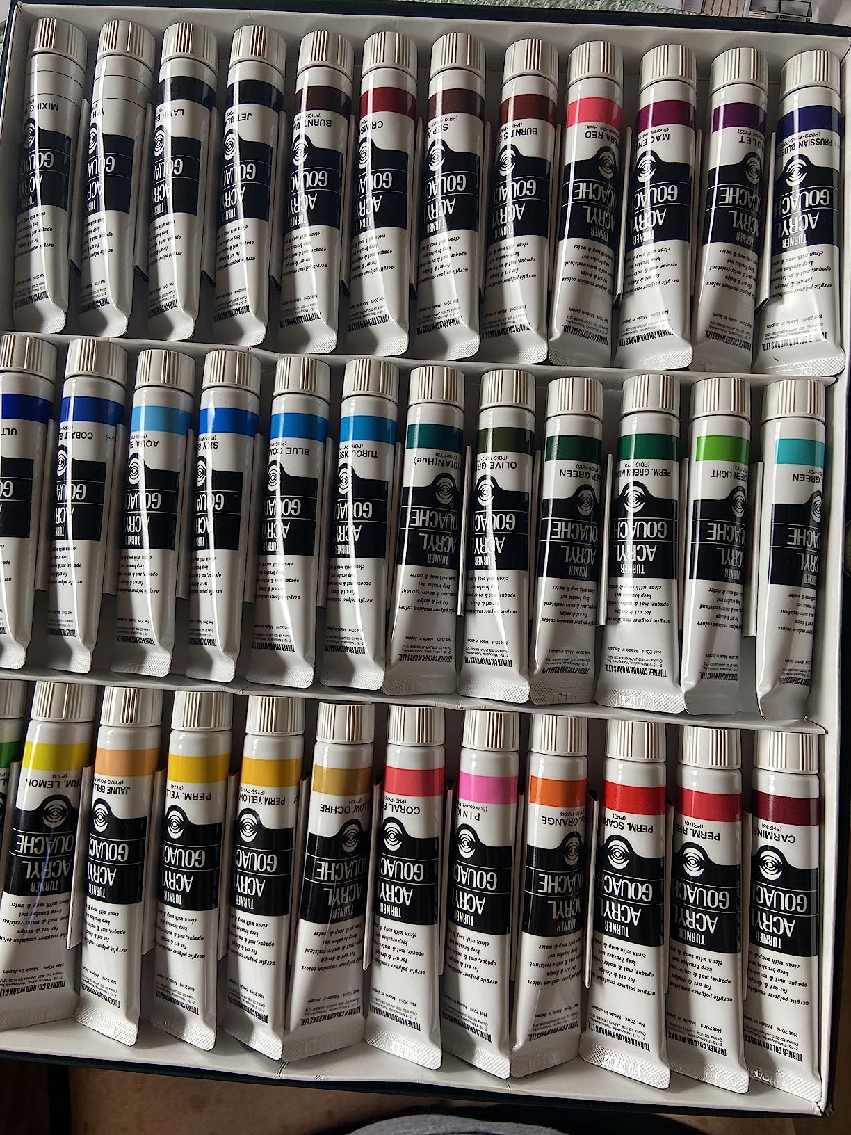 Turner Acrylic Paint Set Artist Acryl Gouache - Super Concentrated Vibrant Acrylics, Fast Drying, Velvety Matte Finish - Set of 36, 20 ml Tubes customer photo 1