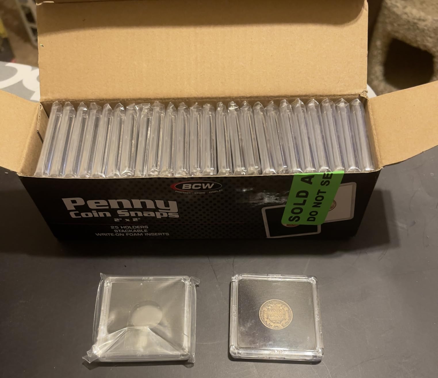 BCW 2x2 Coin Snap - 25 ct Penny Holder | Archival Safe Coin Protector | Crystal Clear Polystyrene Coin Display Case | Ideal for US Lincoln Penny | Coin Holders for Collectors customer photo 1