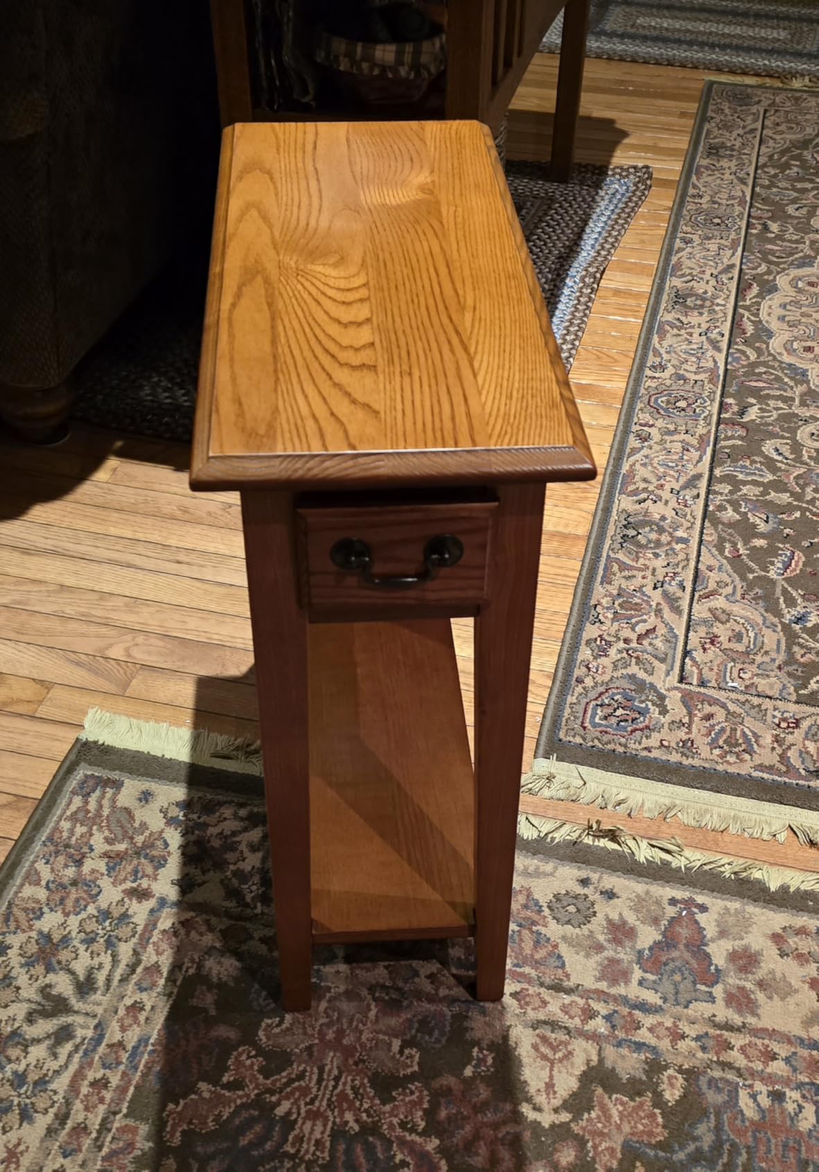 Leick Home Haven Ridge End Table, Solid Wood, 1 Storage Drawer, Bottom Display Shelf, Narrow, Easy-Assembly, Medium Oak, 24.0 in. L x 10.0 in. W x 24.0 in. H, 9017-MED customer photo 2