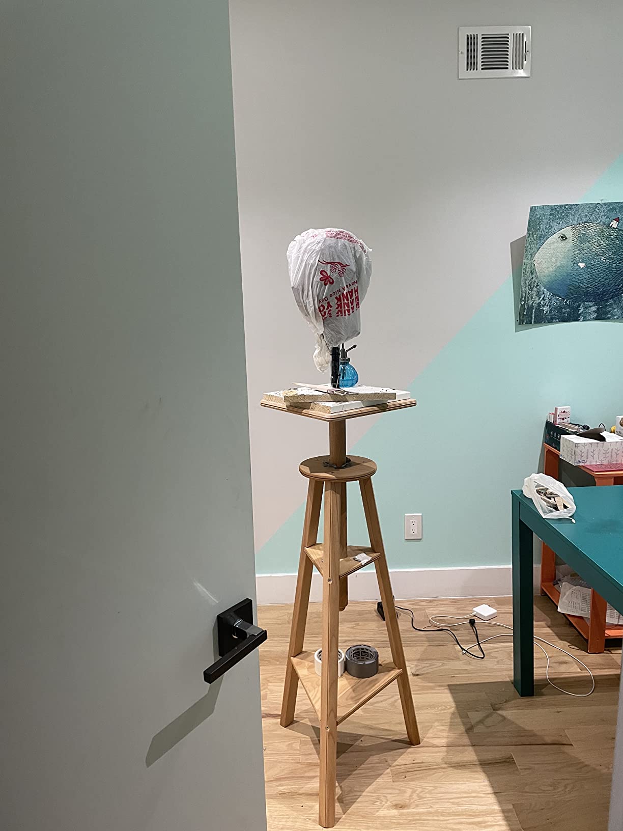 Mabef M/36 Adjustable Beech-Wood Sculpture Stand - Rotating Work Surface Sculptor's Trestle, Height 100-130 cm, Supports up to 40 kg customer photo 2