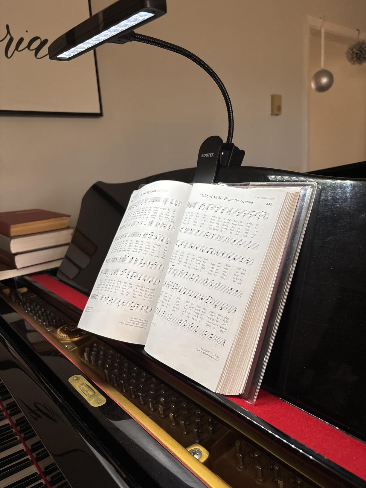 Kootek Music Stand Light, Eye Caring Clip-on Piano Lamp, 360° Flexible Gooseneck Adjustable Brightness USB Rechargeable for Sheet, Book Reading, Orchestra, Podium, Easel customer photo 1