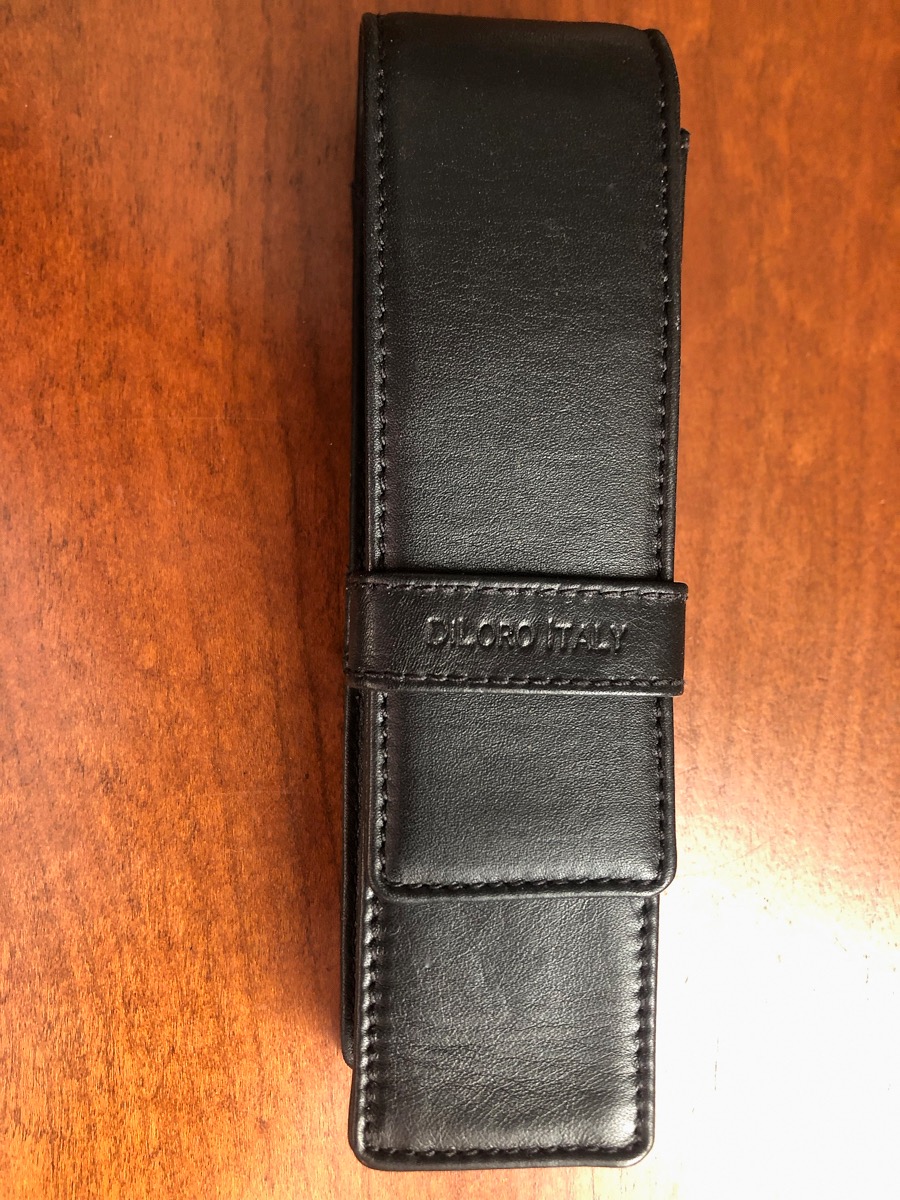 DiLoro Leather Double Pen Case Pencil Pouch Holder for Two Fountain Ballpoint Rollerball Pens and Pencils (Black) customer photo 2