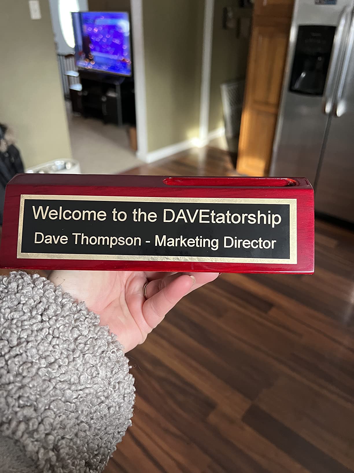 Name Plate for Desk Engraved in USA by Griffco Supply | Desk Name Plate Personalized Plaque with Business Card Holder customer photo 1