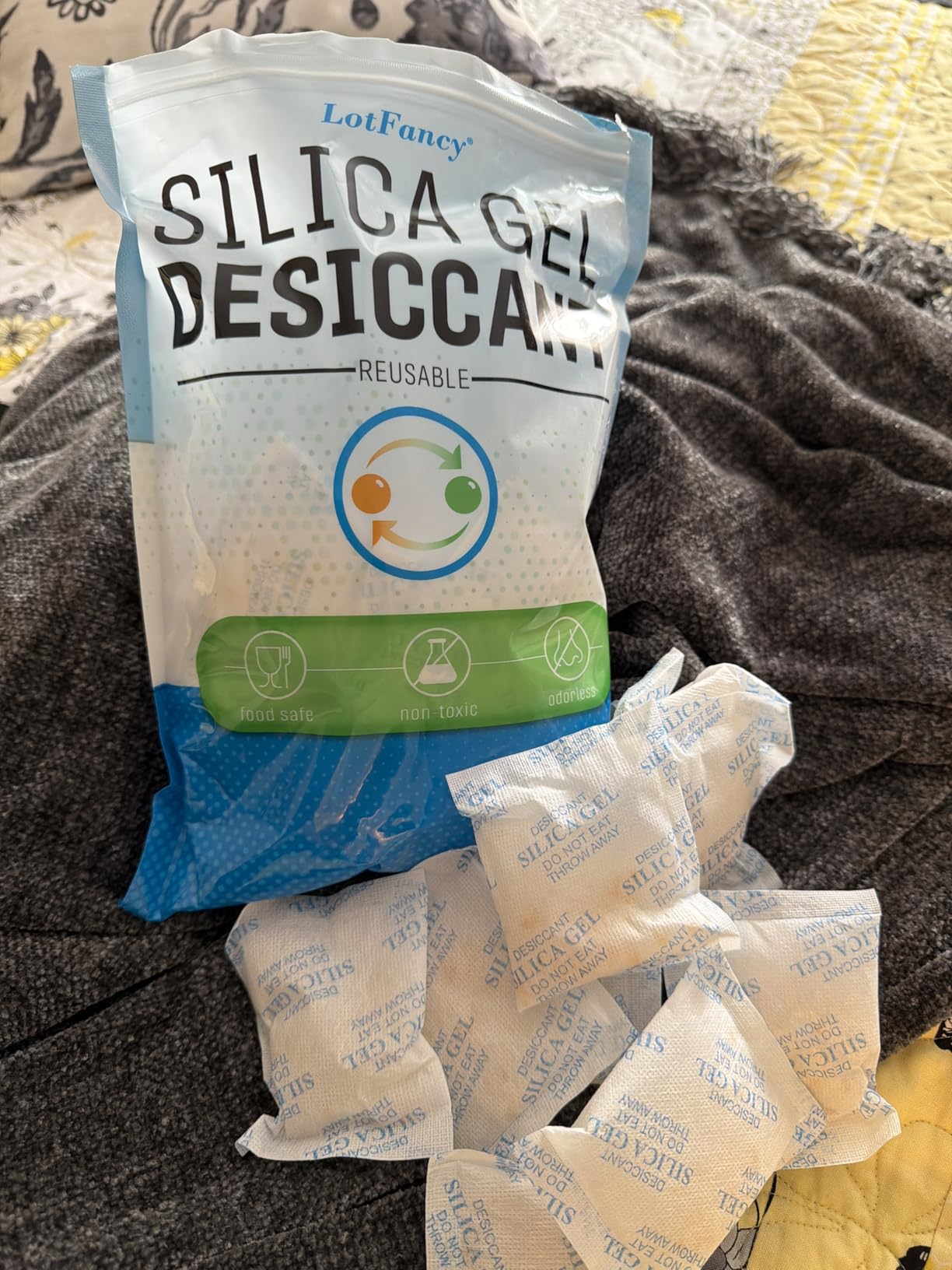 LotFancy Silica Gel Packets 10g 30 Pack, Color Indicating Rechargeable Desiccant Packs, Moisture Absorber for Electronics, Camera Lens, Toolboxes, Drawers & Storage Bins customer photo 1