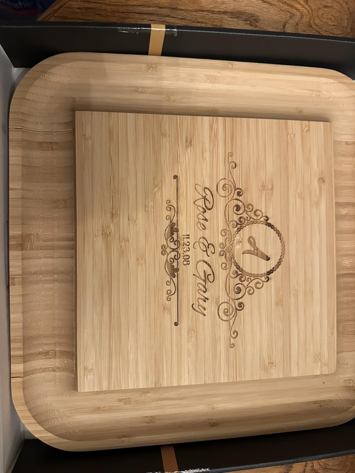 Charcuterie Boards Gift Set, Large Bamboo Cheese Board, Hidden Knife Drawer | Housewarming Gifts New Home, Wedding, Bridal Shower, Engagement, Anniversary, Christmas, Birthday Gift for Women, Men Couples customer photo 2