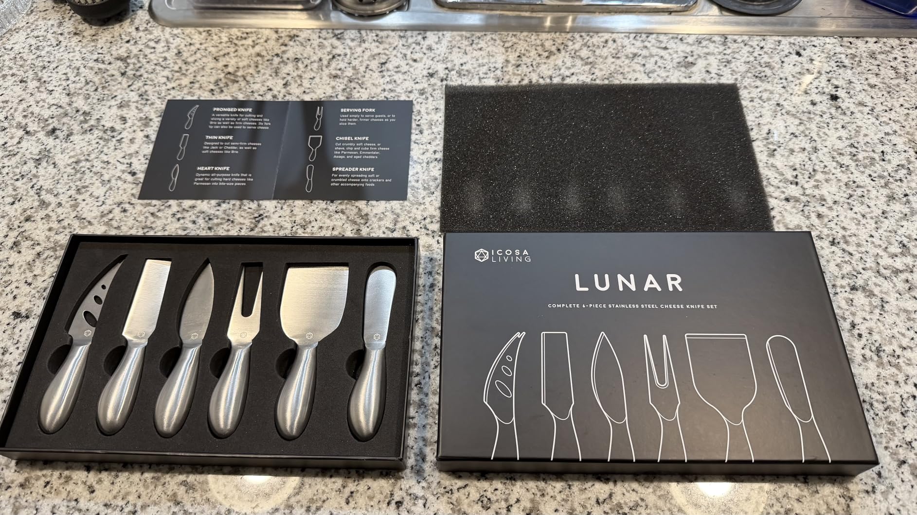 Lunar 6-Piece Cheese Knife Set - Premium Stainless Steel Cheese Knives Collection - Charcuterie Board Accessories Gift Ready w/ 15 Festive Recipes customer photo 1