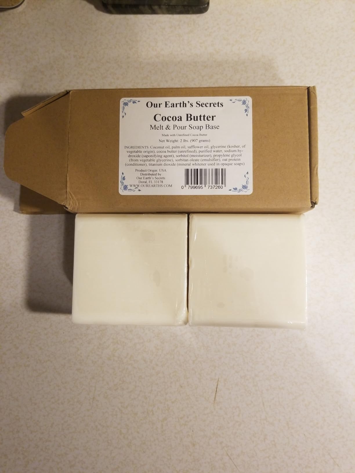 Our Earth's Secrets Cocoa Butter - 2 Pound Melt and Pour Soap Base customer photo 1