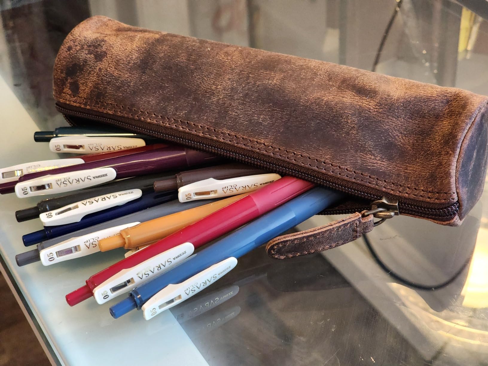 Leather Pencil Case Handcrafted Pen pouch Elegant and practical gift for artists perfect for office by KomalC customer photo 1