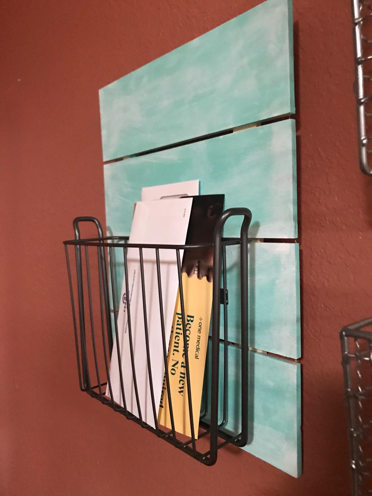 mDesign Metal Wall Mount Decorative Magazine Rack Organizer Bin Holder, Basket for Living Room, Bathroom, Bedroom, Home Office - Holds Books, Newspapers, Tablets - Concerto Collection - Black customer photo 2