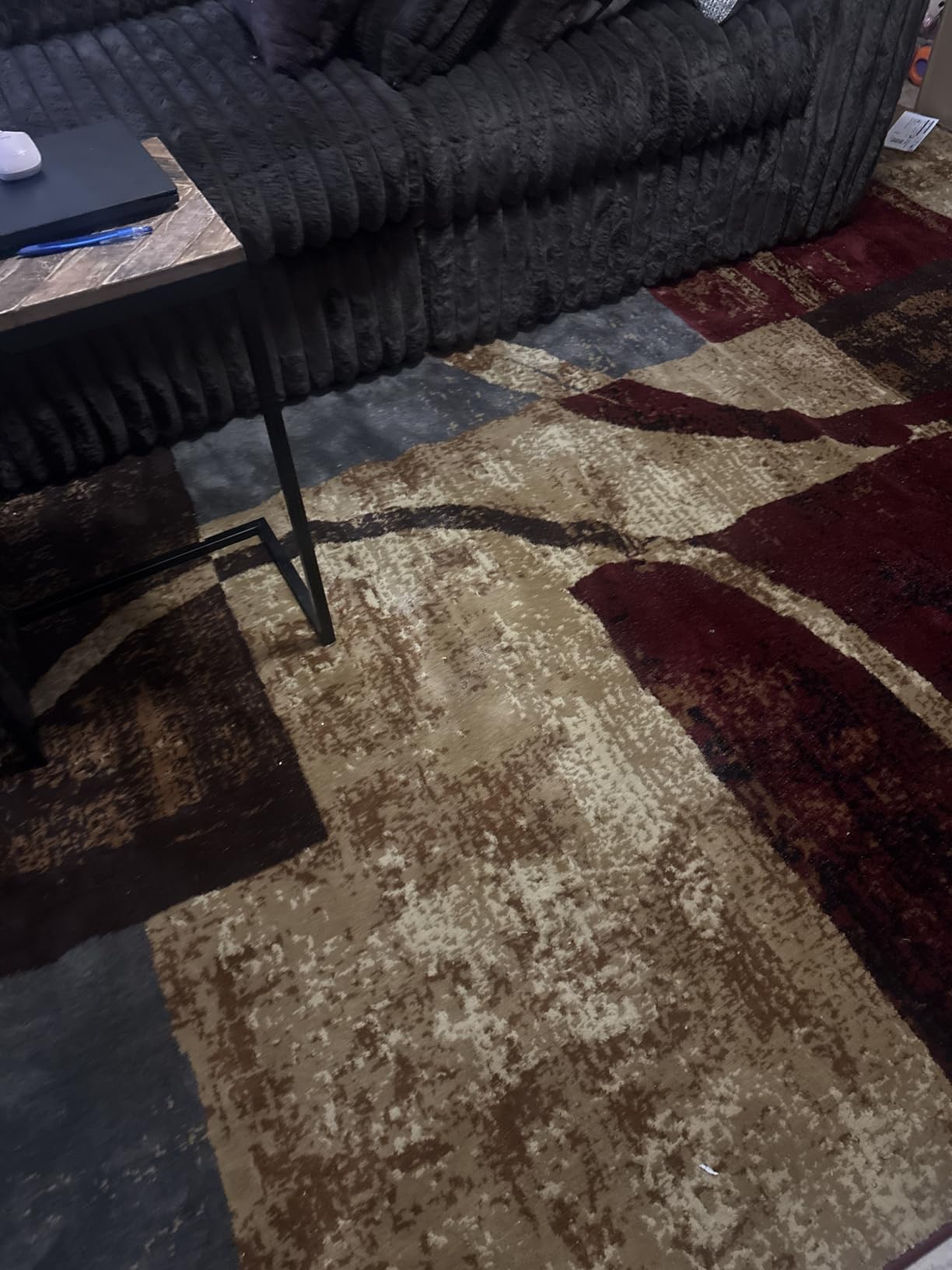 Unique Loom Barista Collection Modern, Abstract, Vintage, Distressed, Urban, Geometric, Rustic, Warm Colors Area Rug (5' 0 x 8' 0 Rectangular, Multi/Beige) customer photo 2