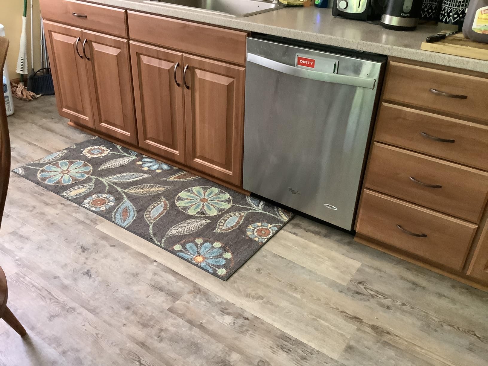Maples Rugs Reggie Floral Kitchen Rug - Made in USA - Washable, Non Slip Indoor Carpet for Entryway, Foyer, Kitchen, and Bathroom, 1'8 x 2'10, Dark Grey customer photo 1