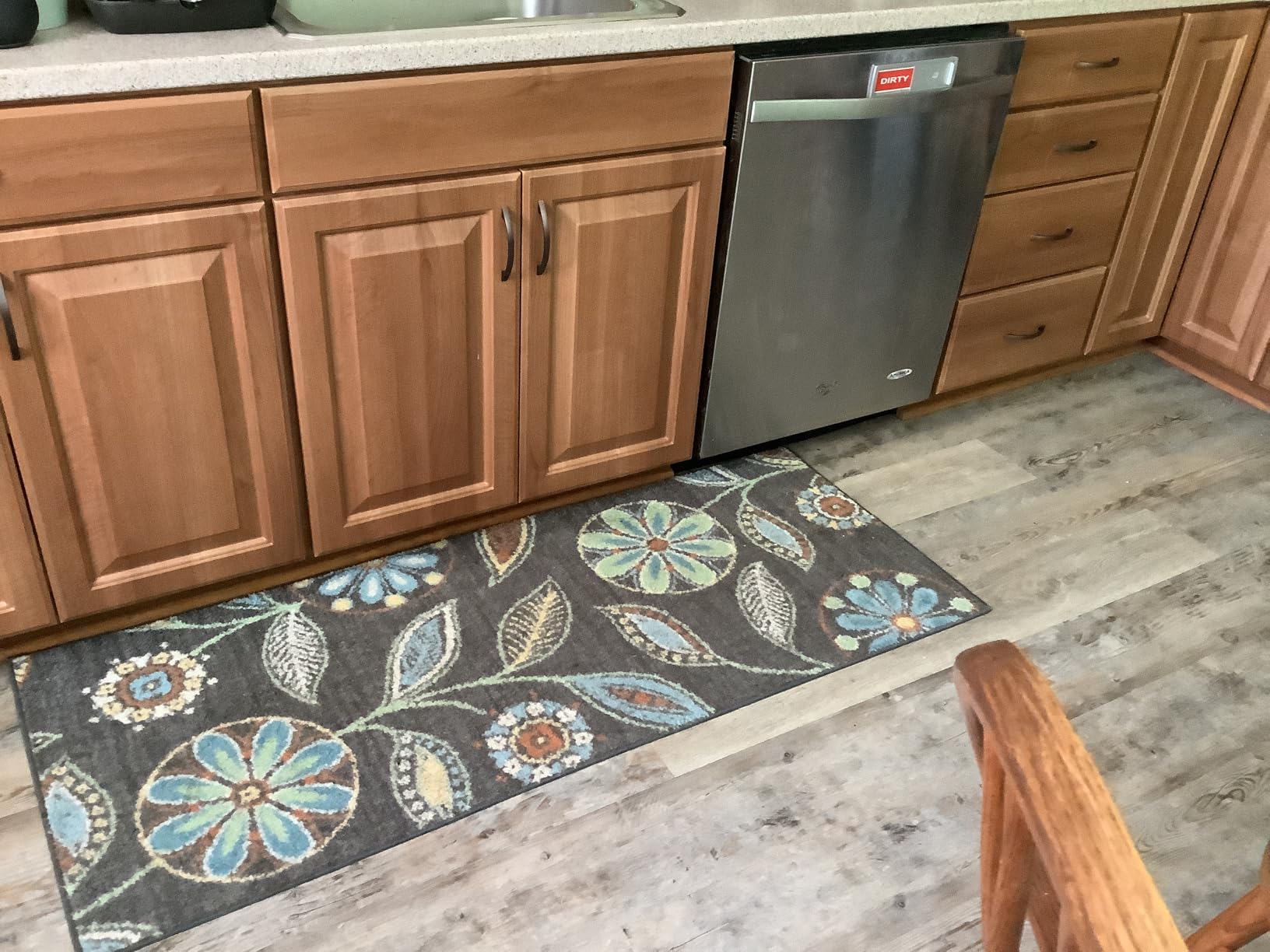 Maples Rugs Reggie Floral Kitchen Rug - Made in USA - Washable, Non Slip Indoor Carpet for Entryway, Foyer, Kitchen, and Bathroom, 1'8 x 2'10, Dark Grey customer photo 2