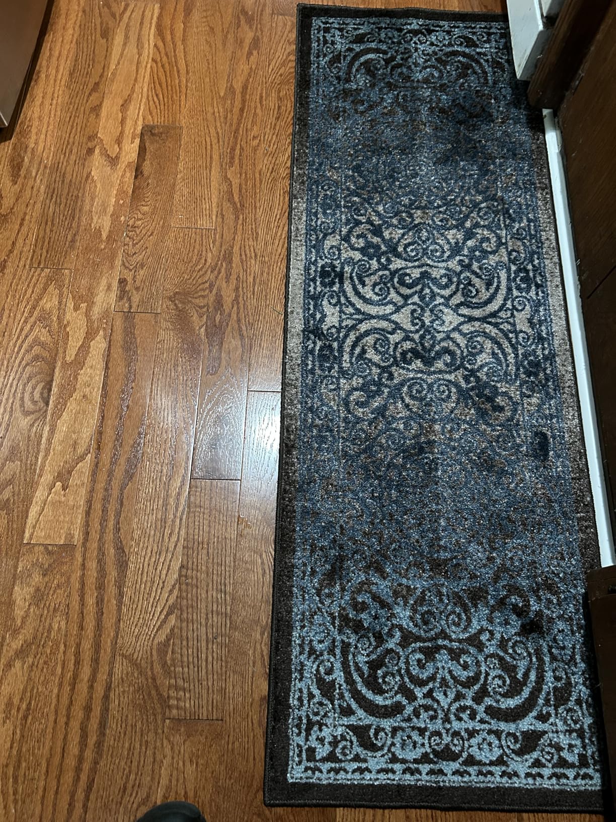 Maples Rugs Pelham Vintage Medallion Area Rugs - Made in USA - Washable, Non-Slip, Low Profile Indoor Rug for Entryway, Foyer, Kitchen, and Bathroom, 1'8 x 2'10, Blue/Grey customer photo 1