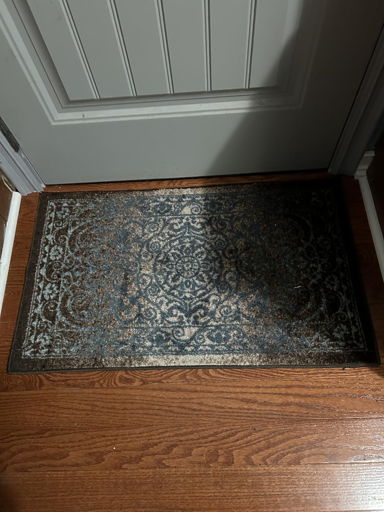 Maples Rugs Pelham Vintage Medallion Area Rugs - Made in USA - Washable, Non-Slip, Low Profile Indoor Rug for Entryway, Foyer, Kitchen, and Bathroom, 1'8 x 2'10, Blue/Grey customer photo 2