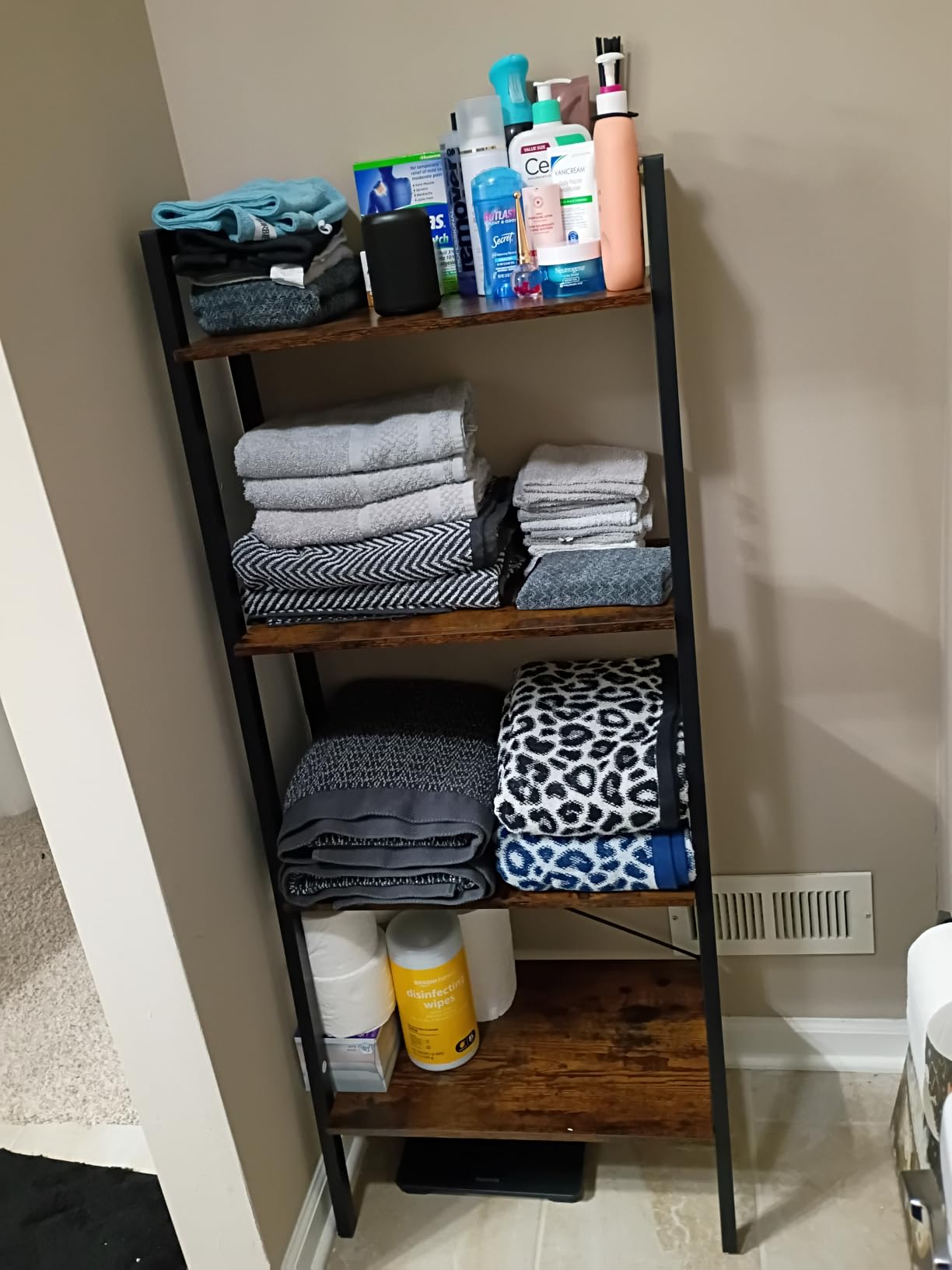 VASAGLE BARNET Collection - Ladder Shelf, Bookshelf, Storage Rack, Modern Bookcase for Living Room Home Office Kitchen, Steel Frame, 4-Tier, 22-Inch Wide, Rustic Brown and Ink Black ULLS44X customer photo 1