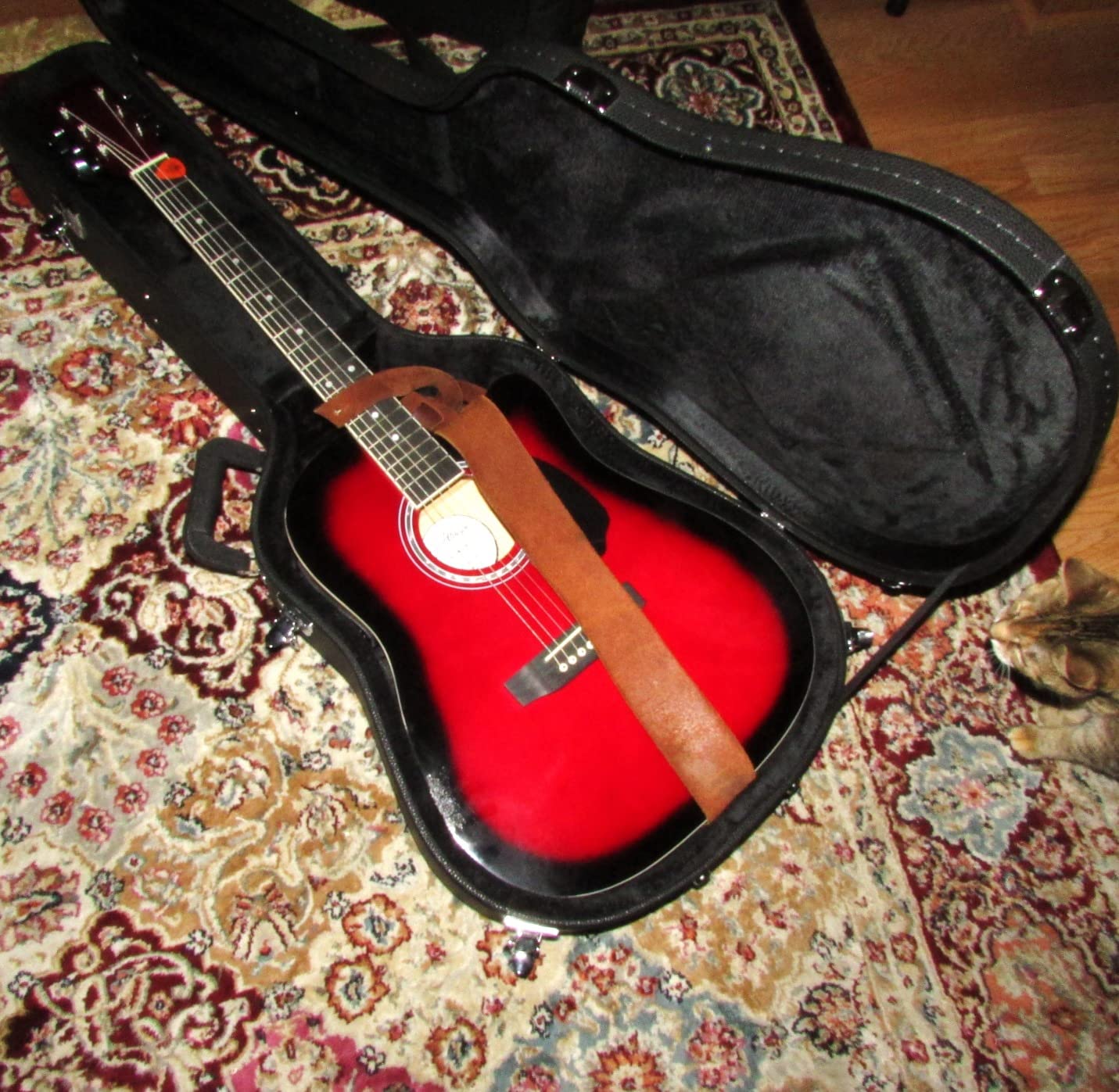 AW Acoustic Guitar Case Hard Dreadnought 41 Inch Wooden Hardshell Carrying Case with Lock Accessory Compartment for Airline Travel Black customer photo 2