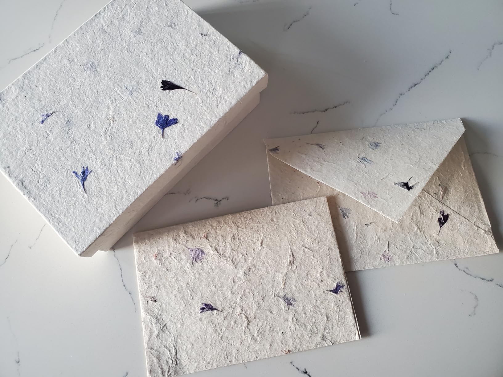 Kathmandu Valley Co. Nepali Cherish Greeting Card & Envelope Box Set with Handmade Lokta Paper from Nepal, 15 Greeting Cards (Cornflower) customer photo 1