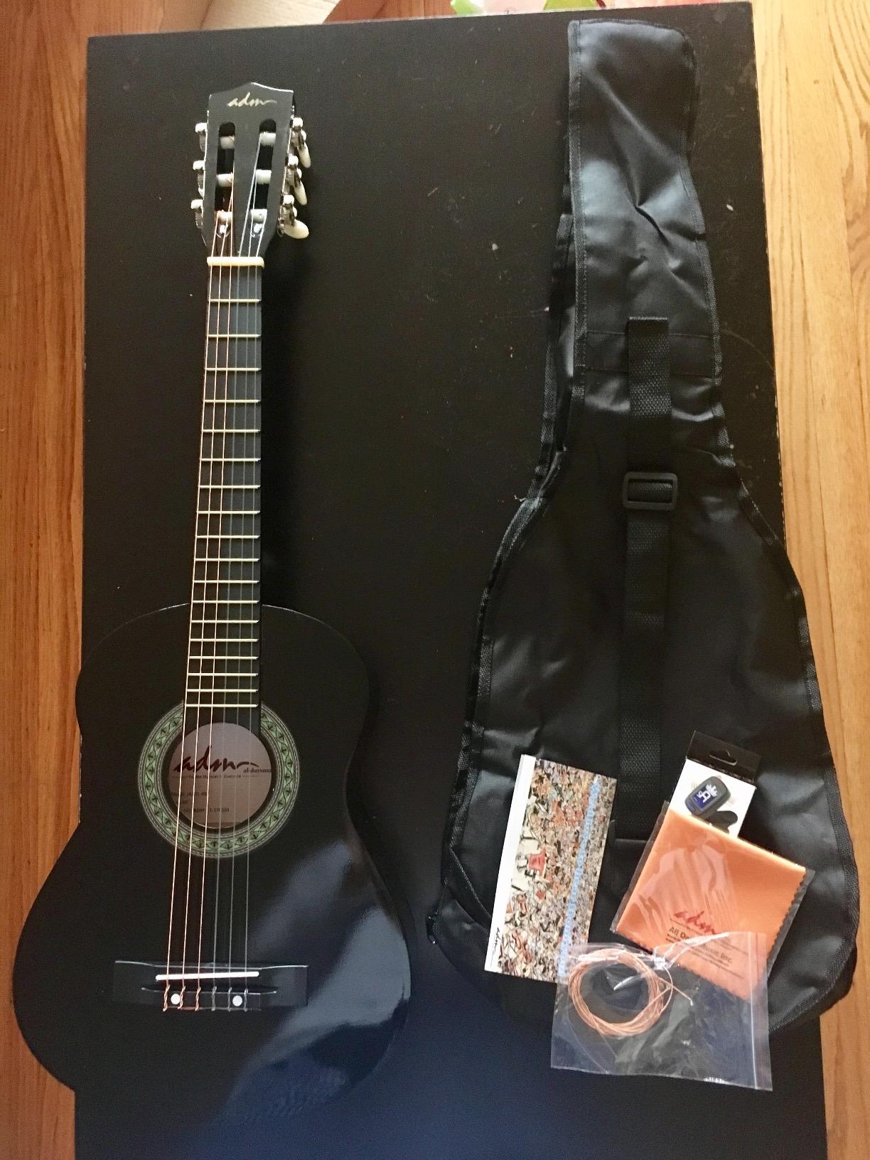 ADM Beginner Acoustic Classical Guitar 30 Inch Nylon Strings Wooden Guitar Bundle Kit for Kid Boy Girl Student Youth Guitarra Online Lessons with Gig Bag, Strap, Tuner, Extra Strings, Picks, Blue customer photo 2