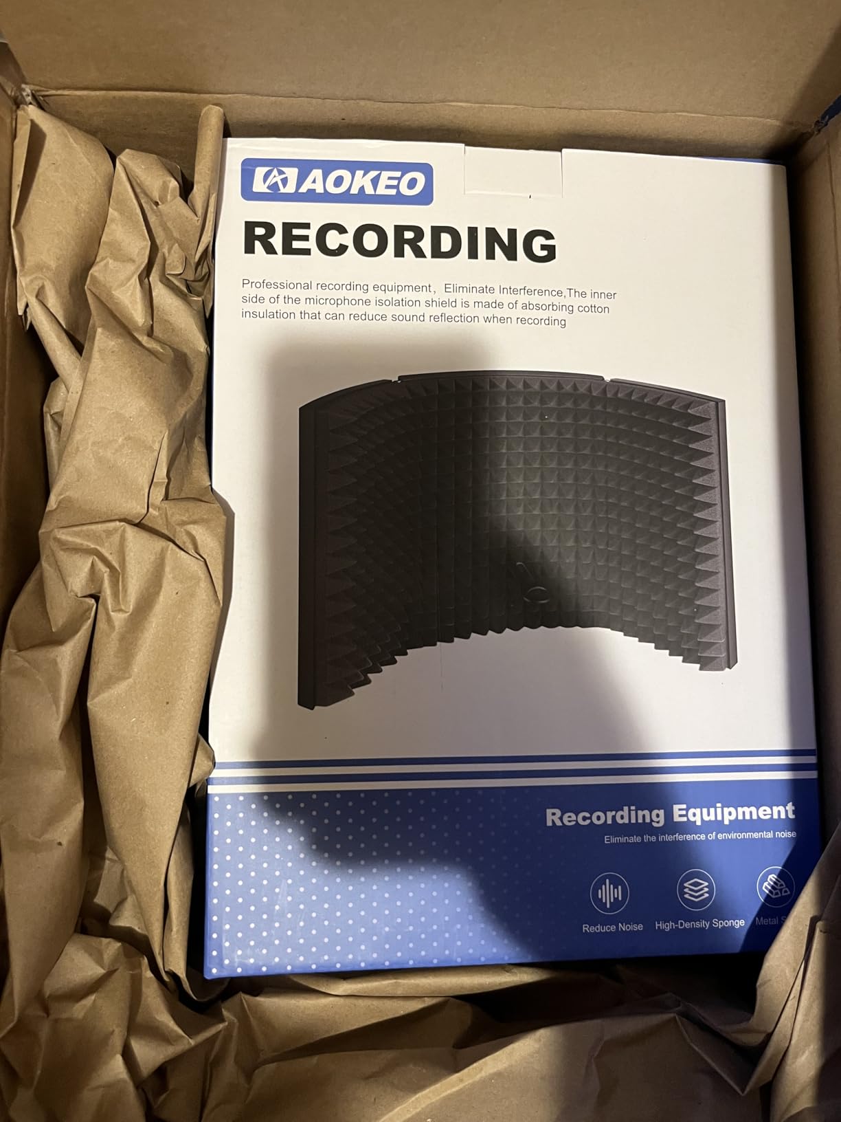 Aokeo Professional Studio Recording Microphone Isolation Shield,Suitable for Blue Yeti and Any Condenser Microphone Recording Equipment（AO-403） customer photo 2