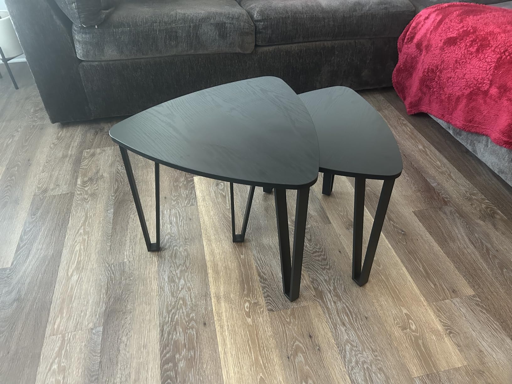 VASAGLE Nesting Coffee Tables, End Tables Set of 3 for Living Room Bedroom, Industrial Small Stacking Side Tables with Metal Frame for Couch, Rustic Brown and Black ULNT13X customer photo 1