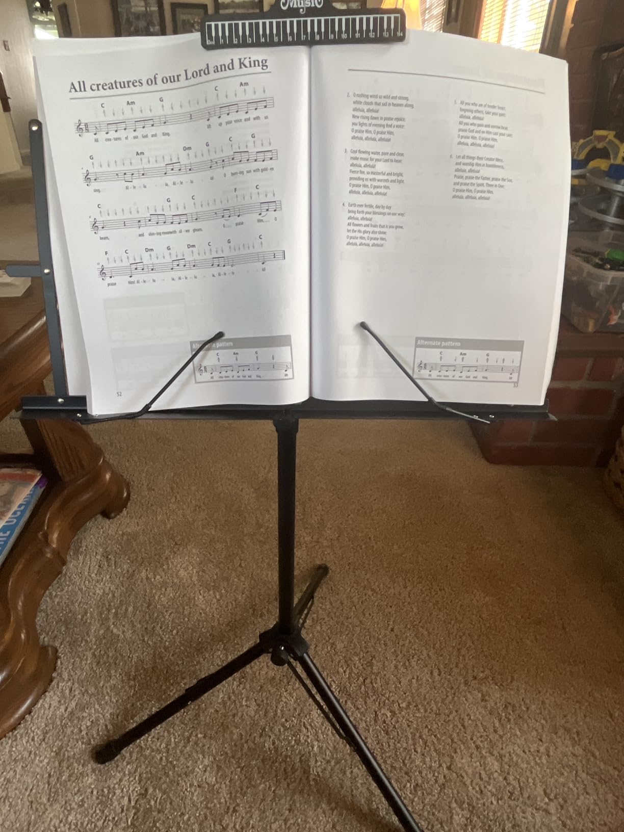 K KASONIC Music Stand, 2 in 1 Dual-Use Folding Sheet Music Stand & Desktop Book Stand, Portable Lightweight with Music Sheet Clip Holder Carrying Bag customer photo 1