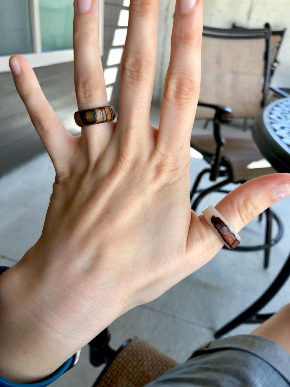 DEUXPER Wooden Jewelry Ring Making Kit for Beginners, Complete Set, Unique | 6pcs Natural Sandalwood Ring Blank Materials, Wood Craft Project for Adult, Handmade Ring Gift customer photo 2
