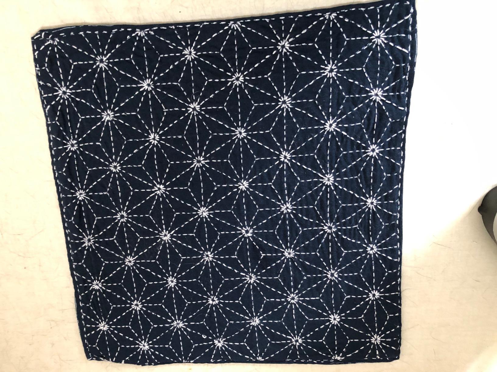 Sashiko kit, Yokota Sashiko Thread, Needles and Template Yume Fukin with Original English Manual, Thimble Sewing Set, Fabric, Japanese Textile (White Thread / Navy Dishcloth) customer photo 1