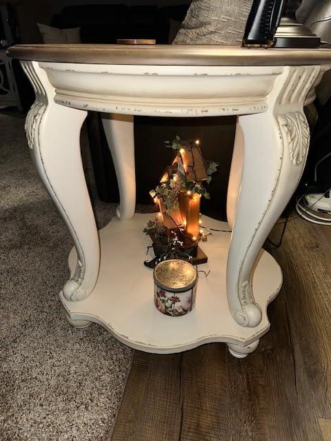 Signature Design by Ashley Realyn Round End Table, Cottage-Style Side Table with Antiqued Two-Tone Finish, Wood & Veneer Construction for Living Room or Bedroom, White/Brown customer photo 2