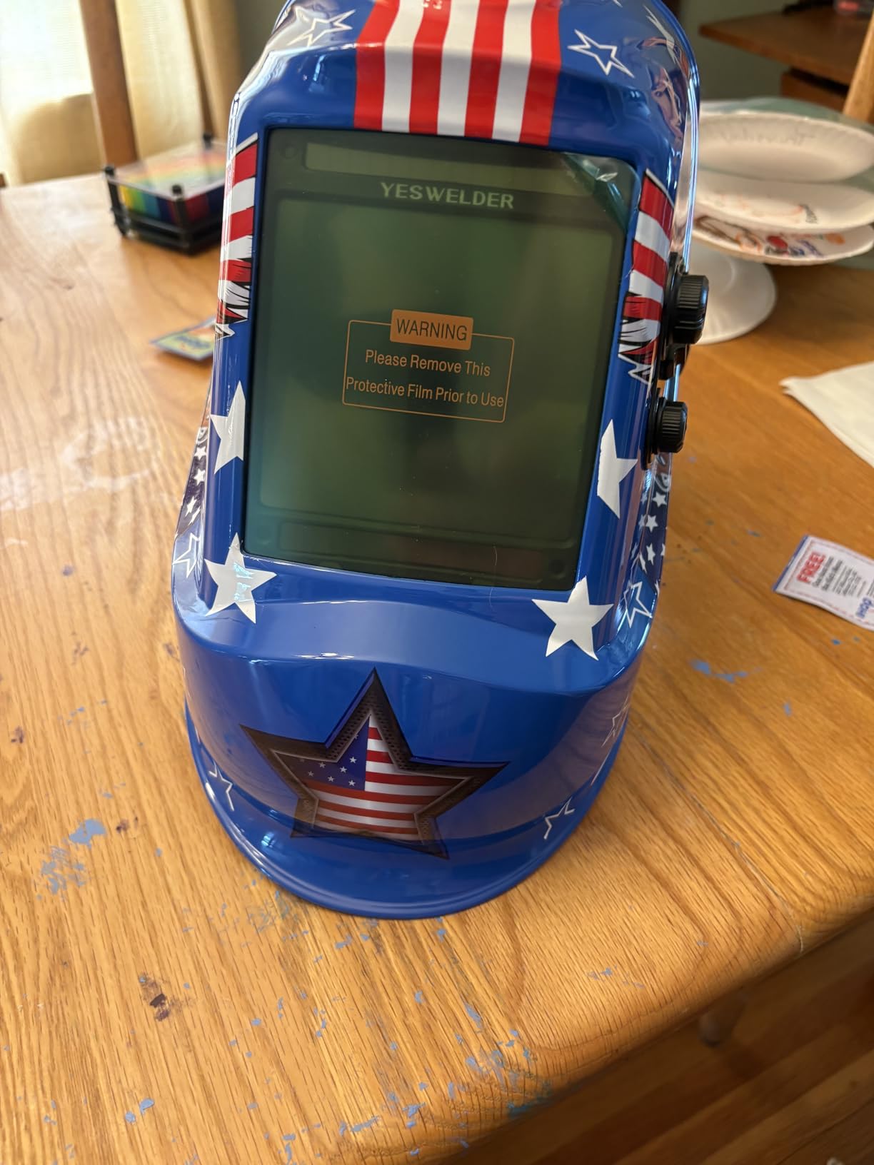 YESWELDER Auto Darkening Welding Helmet, Large View, LYG-M800H | 1/1/1/1 True Color, 4 arc sensors, 1/30000s response, shade 3/5-9/9-13 for WELD/CUT/GRIND, blue light blocking lens customer photo 2