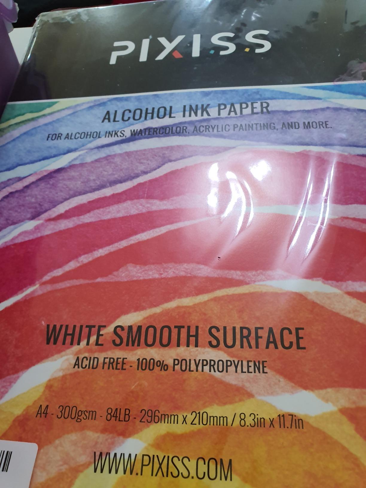 White Alcohol Ink Paper - 50 Sheets Pixiss Heavy Weight Art Paper for Alcohol Ink & Watercolor - Extra Smooth Synthetic Paper 8x12 inches, 300gsm customer photo 2